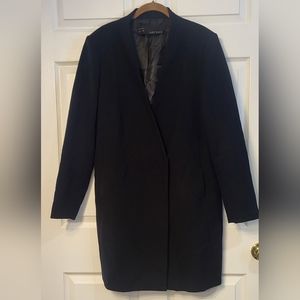 Zara Black Collarless Double Breasted Blazer/Coat Size XL